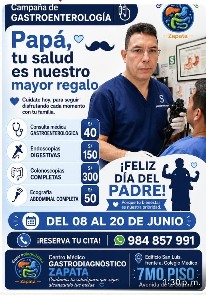 Campaña de Gastroenterología papá tu salud es nuestro mayor regalo cusco gastrodiagnostico zapata wanchaq cusco